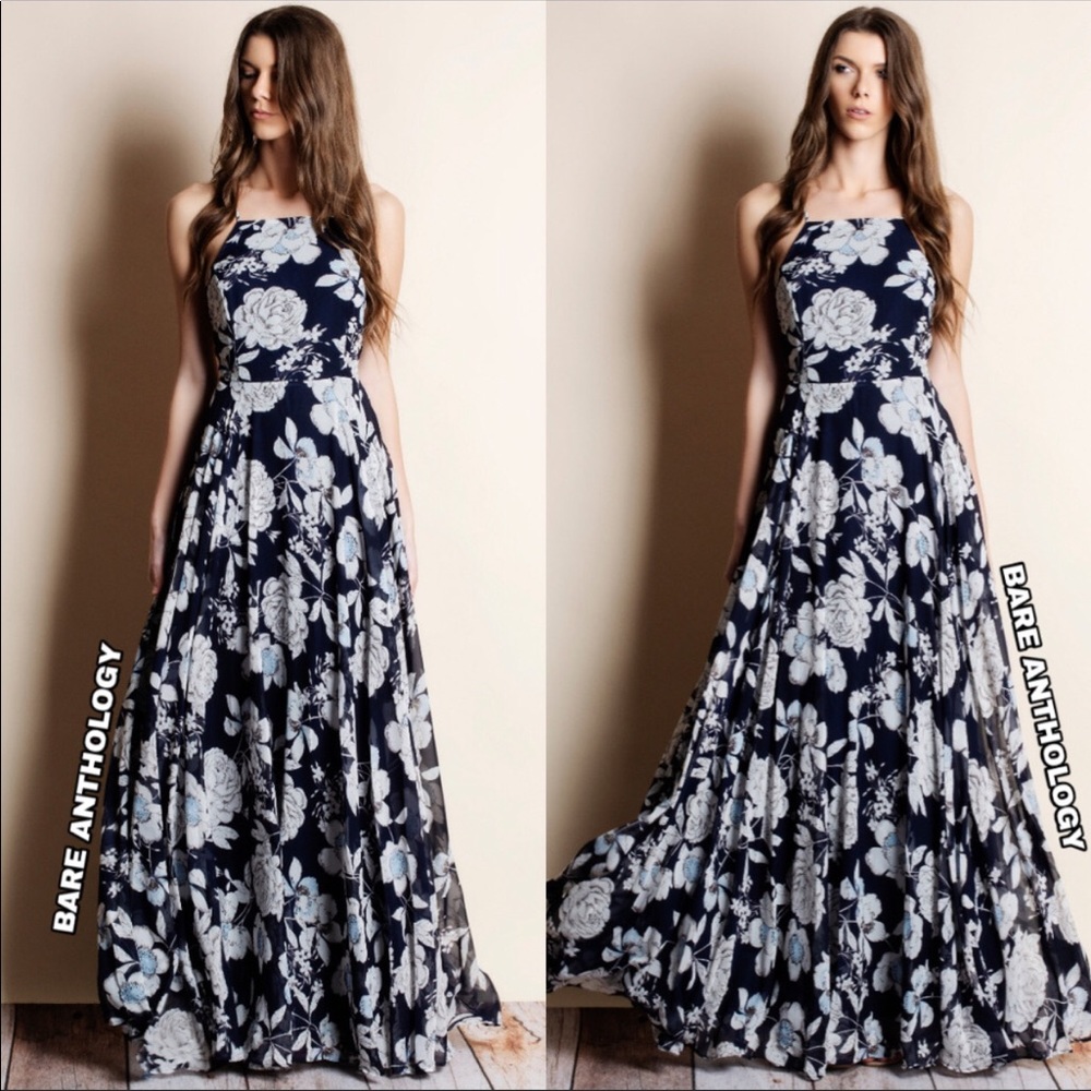 Last One!! Crossback Chiffon Floral Maxie Dress.